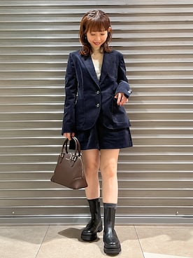 「DRESSTERIOR（ドレステリア）の【セットアップ可】ストレッチカルゼ ジャケット（テーラードジャケット、ブルー系）」を使った、じゅんさん（レディース・150cm）の秋コーディネート