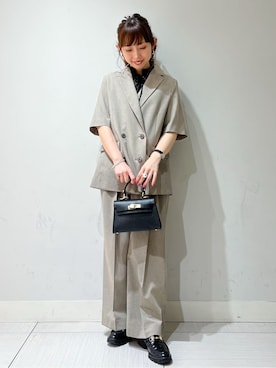 「DRESSTERIOR（ドレステリア）の【otonaMUSE5月号掲載/セットアップ可】ウォッシャブルイージーサマージャケット（テーラードジャケット、ベージュ系）」を使った、じゅんさん（レディース・150cm）の春コーディネート