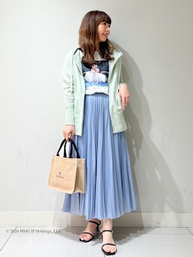 「DRESSTERIOR（ドレステリア）の【春夏/寒暖差対応/ウォッシャブル】ライト裏毛フーディー（パーカー、グリーン系）」を使った、じゅんさん（レディース・150cm）の夏コーディネート