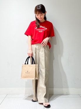 「DRESSTERIOR（ドレステリア）のル ミラクルロゴT（Tシャツ/カットソー、レッド系）」を使った、じゅんさん（レディース・150cm）の夏コーディネート