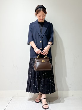 「DRESSTERIOR（ドレステリア）の【接触冷感/セットアップ可】 2WAYストレッチスリークオータージャケット（テーラードジャケット、ブルー系）」を使った、じゅんさん（レディース・150cm）の夏コーディネート