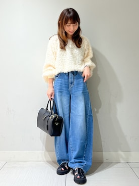 「DRESSTERIOR（ドレステリア）のドロストバギーカーブデニム（デニムパンツ、ブルー系）」を使った、じゅんさん（レディース・150cm）の夏コーディネート