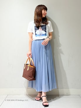 「DRESSTERIOR（ドレステリア）の【別注】マリリンモンロー/カラープリントTシャツ（Tシャツ/カットソー、ホワイト系）」を使った、じゅんさん（レディース・150cm）の夏コーディネート