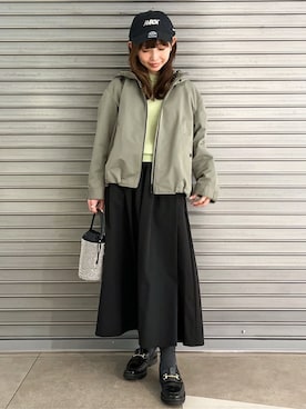 「DRESSTERIOR（ドレステリア）のビジュー2ＷＡＹバケットバッグ（Handbag、シルバー系）」を使った、じゅんさん（レディース・150cm）の冬コーディネート