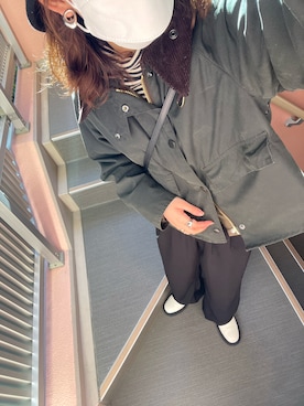 「インナーダウン」｜「アイテム（ブルゾン）」を使った、mさん（レディース・155cm）の冬コーディネート