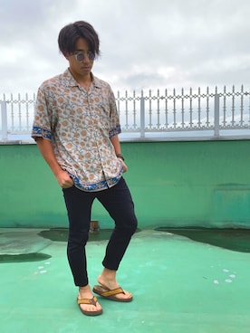 「VANS（バンズ）のアイテム（サンダル）」を使った、松嶋 瑞樹さん（メンズ・169cm）の夏コーディネート