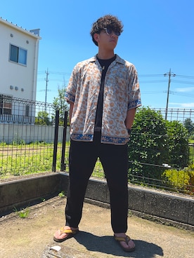 「VANS（バンズ）のアイテム（サンダル）」を使った、松嶋 瑞樹さん（メンズ・169cm）の夏コーディネート