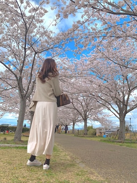 「花見」｜「アイテム（ワンピース/ドレス）」を使った、☺︎さん（レディース・173cm）の春コーディネート