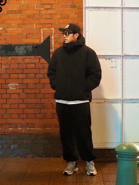 「アイテム（キャップ）」を使った、700さん（メンズ・180cm）の冬コーディネート