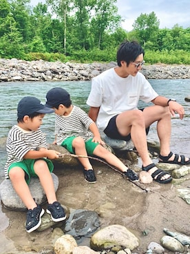 「アイテム（帽子）」を使った、700さん（メンズ・180cm）の夏コーディネート