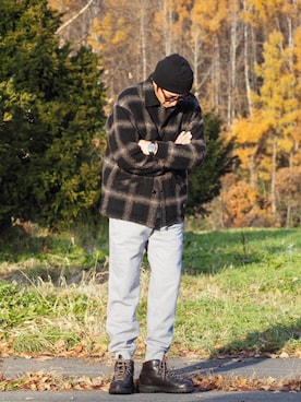 「アイテム（スウェットパンツ）」を使った、700さん（メンズ・180cm）の秋コーディネート