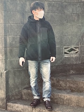 「Paraboot（パラブーツ）のアイテム（その他シューズ）」を使った、GREVENさん（メンズ・168cm）の冬コーディネート