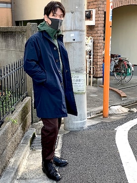 「BEAUTY&YOUTH UNITED ARROWS（ビューティーアンドユースユナイテッドアローズ）のアイテム（ステンカラーコート）」を使った、GREVENさん（メンズ・168cm）の冬コーディネート