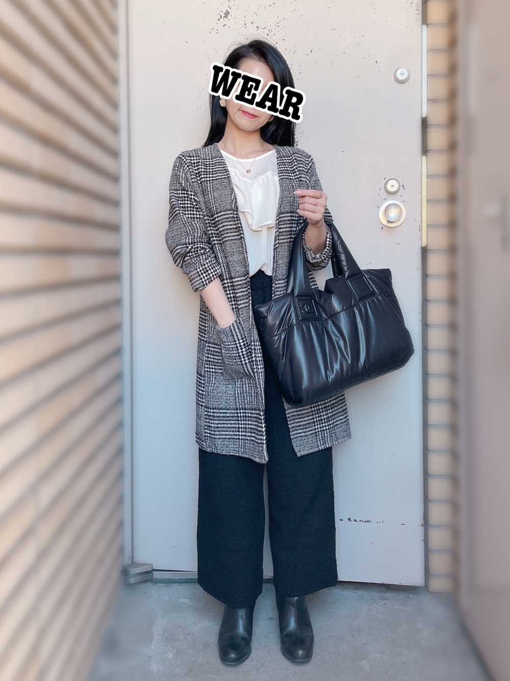 「グレンチェック、秋コーデ、秋のコーデ、プチプラコーデ、低身長、低身長コーデ、低身長女子、オトナ女子、休日スタイル、オトナカジュアル、大人カジュアル、大人女子、ブラウス、ZARA、GU」｜「GUのアイテム（シャツ/ブラウス、ホワイト系）」を使った、✩KaoRi✩さん（レディース・142cm）の秋コーディネートの1枚目の写真