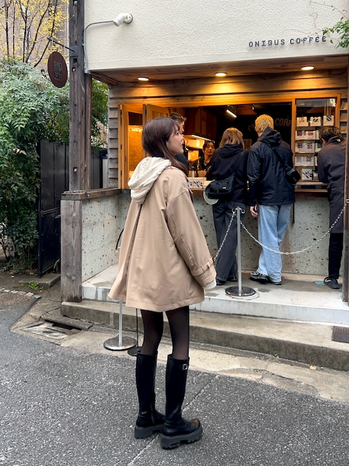 「Andemiu(アンデミュウ)のトレンチハーフコート636639(トレンチコート)」を使った、諭吉⛄️さん(レディース・169cm)の春コーディネート