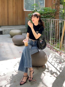 「丈短トップス」｜諭吉⛄️さん（レディース・169cm）の夏コーディネート