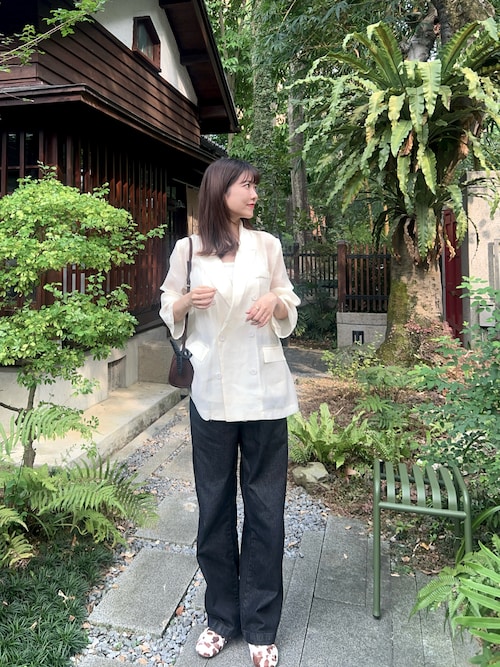 セール】〔MUJI Labo〕婦人 和紙混デニムパンツ（ダークグレー