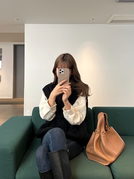 「CENE（セネ）の【CENE】セネ/ドロップフープピアス（ピアス（両耳用））」を使った、諭吉⛄️さん（レディース・169cm）の春コーディネート
