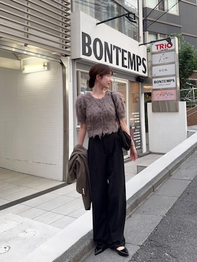 「the toeのアイテム（トップス、ブラウン系）」を使った、諭吉⛄️さん（レディース・169cm）の春コーディネート