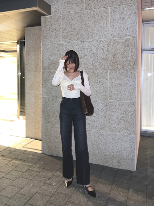 CASA FLINE tシャツ カップ付きギャザーロングスリーブトップス