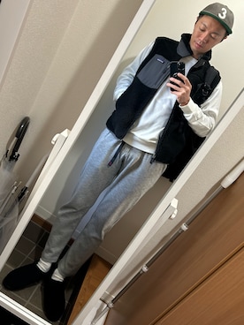 「アイテム（帽子、ブラウン系）」を使った、hana.さん（メンズ・184cm）の冬コーディネート