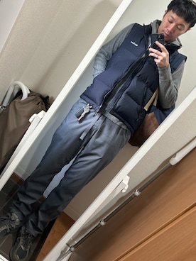 「アイテム（ダウンベスト）」を使った、hana.さん（メンズ・184cm）の秋コーディネート