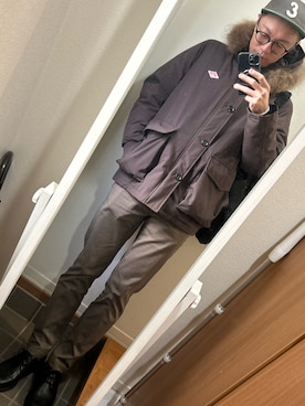 「アイテム（その他パンツ、ブラウン系）」を使った、hana.さん（メンズ・184cm）の冬コーディネート