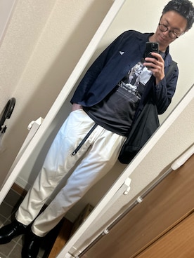 「アイテム（その他アウター、ブルー系）」を使った、hana.さん（メンズ・184cm）の秋コーディネート