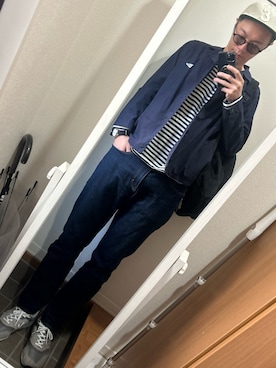 「アイテム（その他アウター、ブルー系）」を使った、hana.さん（メンズ・184cm）の秋コーディネート