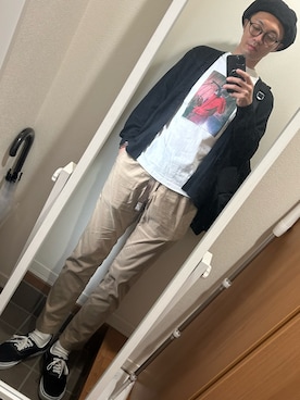 「NANO universe（ナノユニバース）のアイテム（ハンチング/ベレー帽）」を使った、hana.さん（メンズ・184cm）の春コーディネート