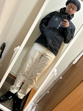 「NANO universe（ナノユニバース）のアイテム（ハンチング/ベレー帽）」を使った、hana.さん（メンズ・184cm）の冬コーディネート