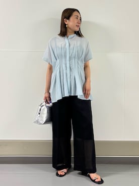 「qualite（カリテ）のステンレスネックレス/スネークチェーン/シンプル/大人のネックレス（ネックレス、シルバー系）」を使った、Yuuki Endoさん（レディース・155cm）の夏コーディネート