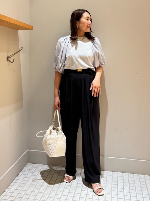 tシャツ タフタスリーブプルオーバー/オフィスカジュアル/夏服/パフスリーブ レディース タフタスリーブプルオーバー/オフィスカジュアル/夏服