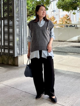 「アイテム（ブローチ/コサージュ）」を使った、Yuuki Endoさん（レディース・155cm）の秋コーディネート