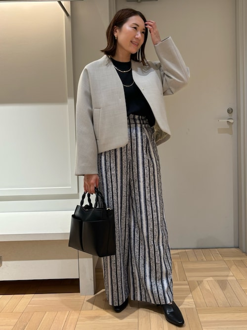 qualite ノーカラージャケット カリテ／きれい色♪とろみ生地ノー