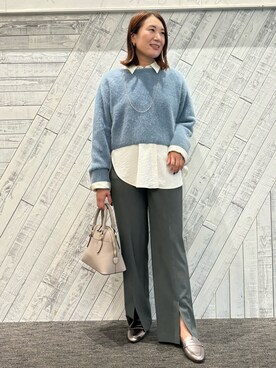 「qualite（カリテ）のフォックスウールボートネックニット（ニット/セーター）」を使った、Yuuki Endoさん（レディース・155cm）の秋コーディネート