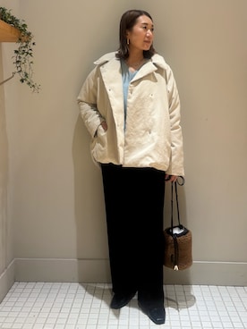「アイテム（ダウンジャケット/コート、ベージュ系）」を使った、Yuuki Endoさん（レディース・155cm）の冬コーディネート
