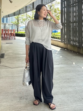 「アイテム（かごバッグ）」を使った、Yuuki Endoさん（レディース・155cm）の夏コーディネート