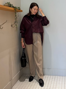 「アイテム（バングル/リストバンド）」を使った、Yuuki Endoさん（レディース・155cm）の秋コーディネート