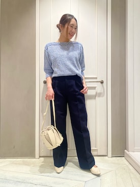 「qualite（カリテ）のコットン2重織ストレートパンツ（チノパンツ）」を使った、Yuuki Endoさん（レディース・155cm）の春コーディネート