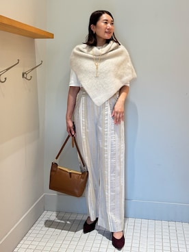 「qualite（カリテ）のステンレスロングレーンラリエット（ネックレス）」を使った、Yuuki Endoさん（レディース・155cm）の秋コーディネート
