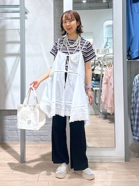 「LOWRYS FARM（ローリーズファーム）のパールタレンネックレス　249411（ネックレス）」を使った、imsally2さん（レディース・154cm・20代）の夏コーディネート