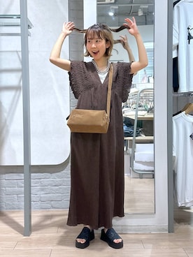 完売品　ヨウリュウシャーリングサロペット 289959　ブラウン　М LOWRYS FARM ワンピース ヨウリュウシャーリングサロペット