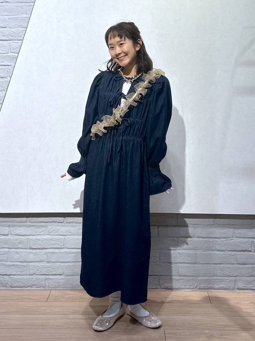 2WAYリボンシャーリングワンピース 133569を使った人気