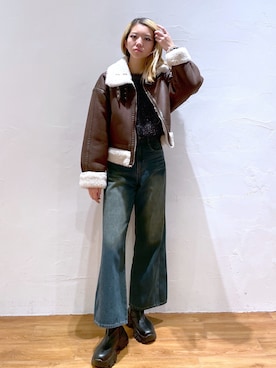 「ラメニット」｜「アイテム（その他アウター）」を使った、Nozomiさん（レディース・167cm）の秋コーディネート