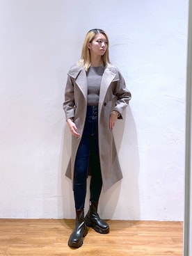 「FREE'S MART（フリーズマート）のアイテム（ステンカラーコート）」を使った、Nozomiさん（レディース・167cm）の秋コーディネート