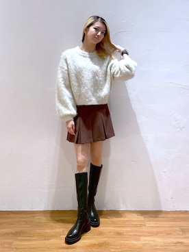 「ミニ丈コーデ」｜Nozomiさん（レディース・167cm）の冬コーディネート