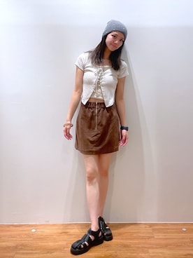 「アイテム（ニットキャップ/ビーニー）」を使った、Nozomiさん（レディース・167cm）の夏コーディネート