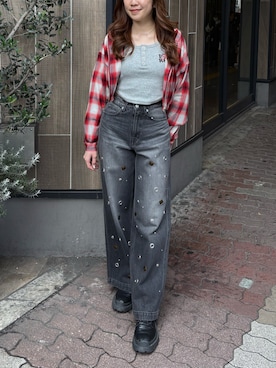 「EVRIS（エヴリス）のアイテム（パンツ）」を使った、rinaさん（レディース・162cm）の春コーディネート