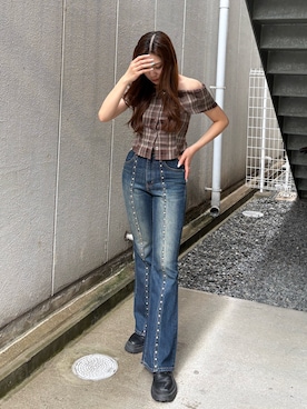 「スタッズ」｜rinaさん（レディース・162cm）の夏コーディネート